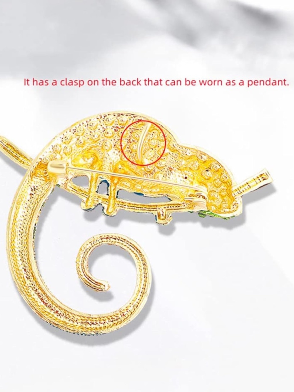 Anthropologie Multicolor Crystal Chameleon Brooch - Picture 3 of 5